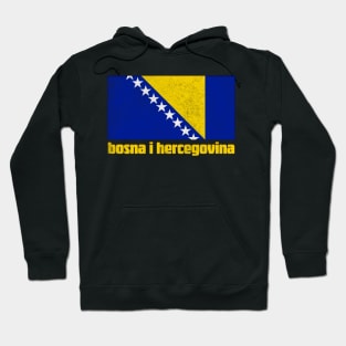 Bosnia /  Retro Faded Style Flag Design Hoodie